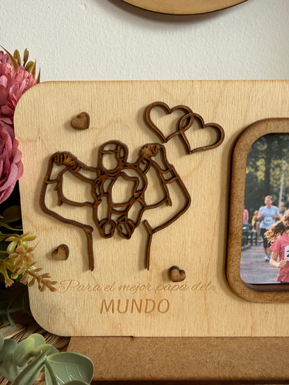 Marco de Fotos de Madera personalizado - "Para el Mejor Padre del Mundo"