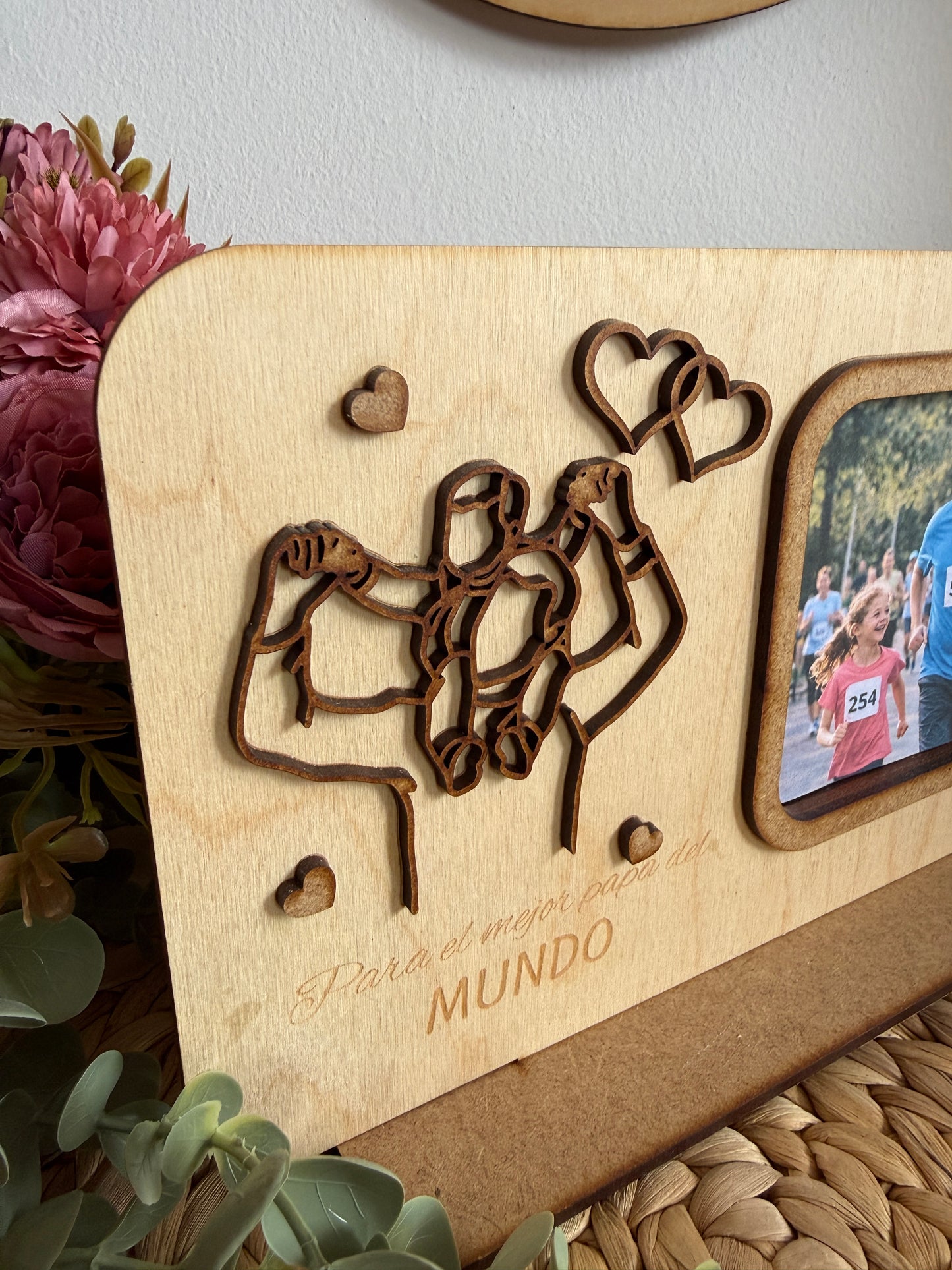 Marco de Fotos de Madera personalizado - "Para el Mejor Padre del Mundo"