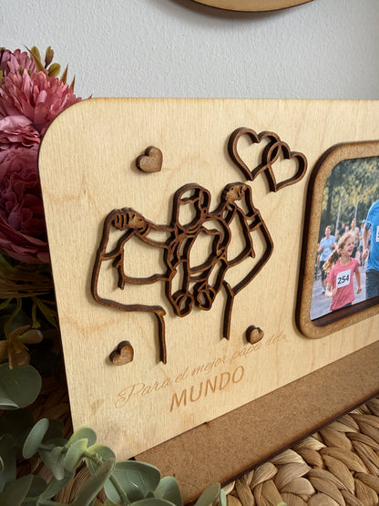 Marco de Fotos de Madera personalizado - "Para el Mejor Padre del Mundo"