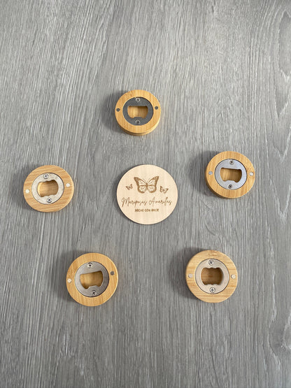 Abridor de bambú con iman boda