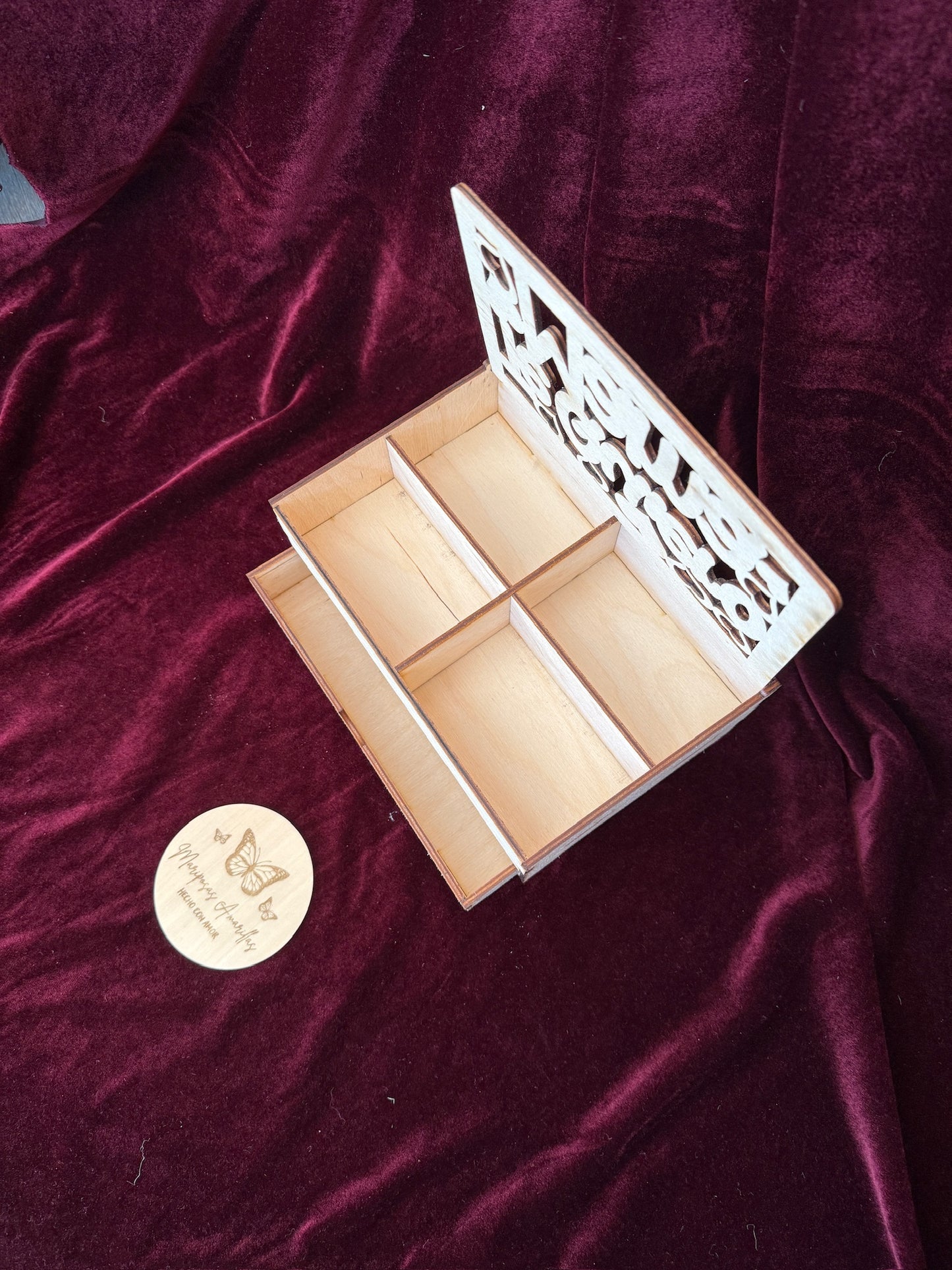 Caja joyero de madera. Modelo te quiero mamá
