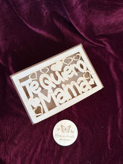 Caja joyero de madera. Modelo te quiero mamá