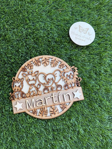 Cartel infantil con animales de la selva – Personalizado con nombre