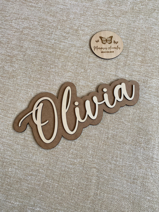 Cartel de madera personalizado con nombre en relieve