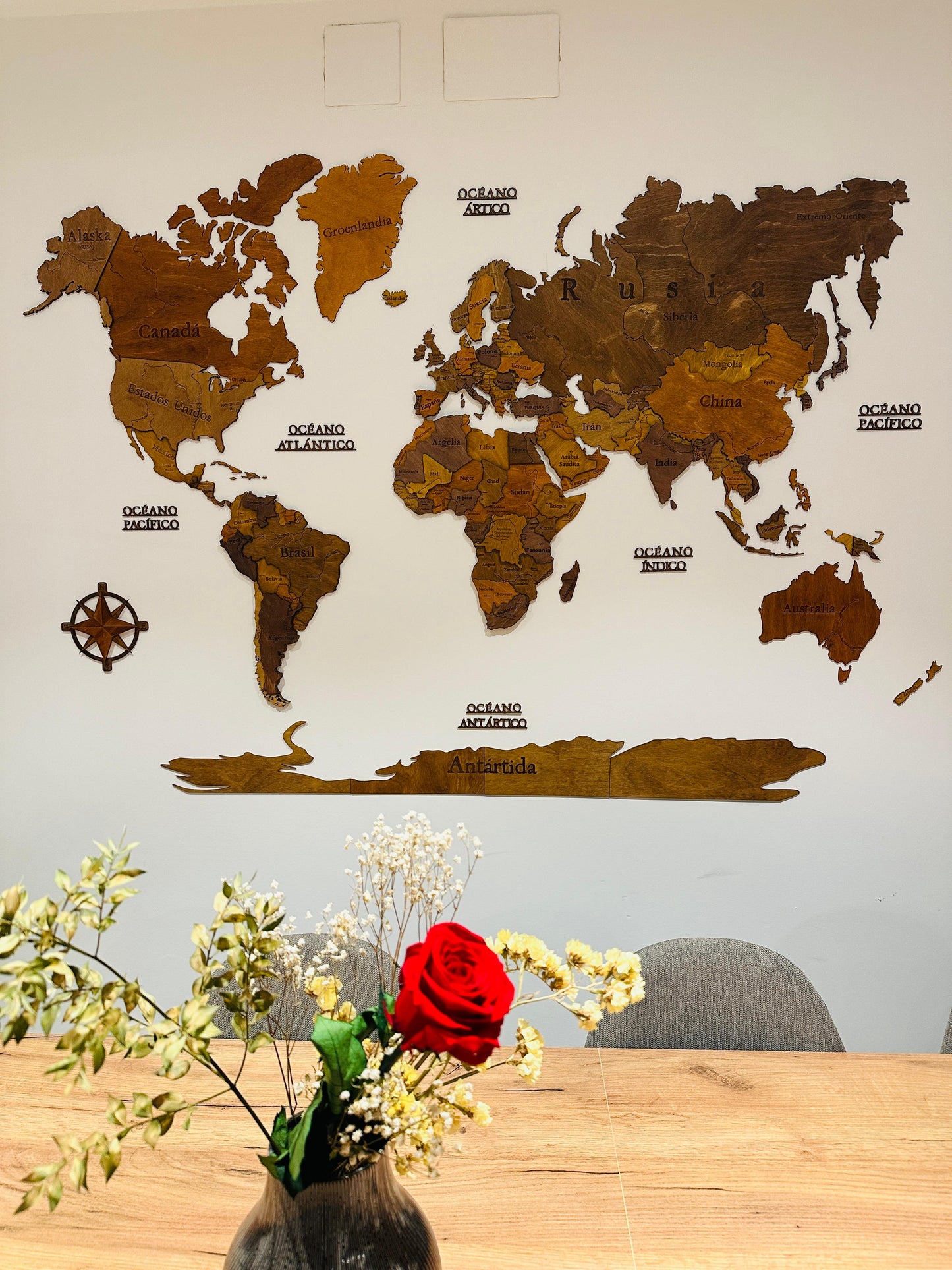 Mapa mundi de madera decorativo – decoración original para amantes de los viajes