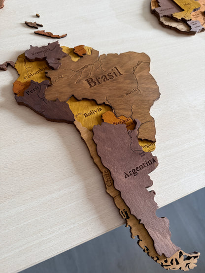 Mapa mundi de madera decorativo – decoración original para amantes de los viajes