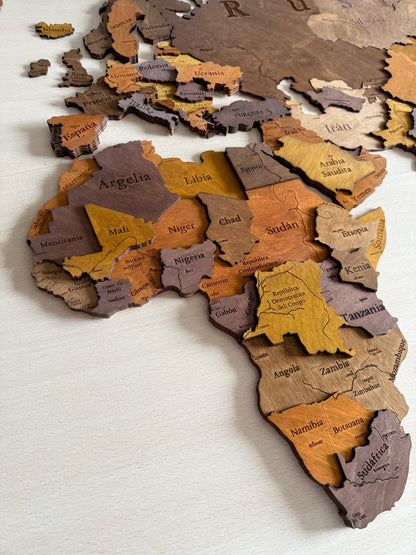 Mapa mundi de madera decorativo – decoración original para amantes de los viajes