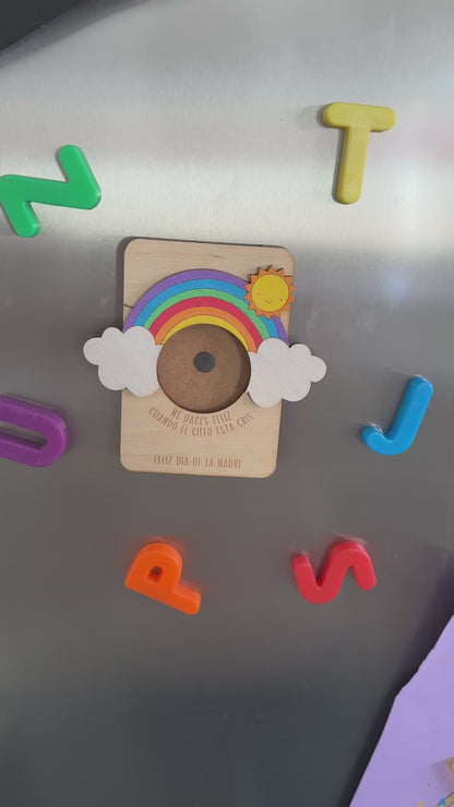 Marco arco iris mamá para la nevera